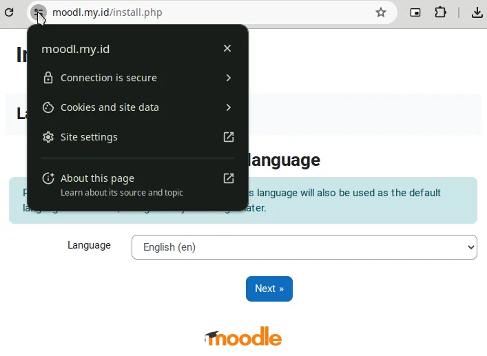 Moodle Installation Page with Domain and HTTPs